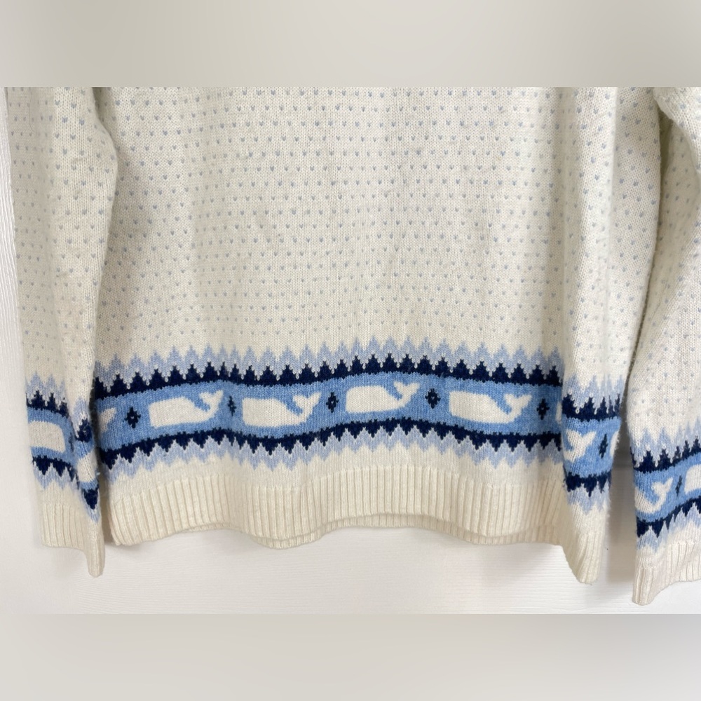 Vineyard Vines Cashmere Whale Sweater Small Women’s Wool Blue Cream - Picture 2 of 8
